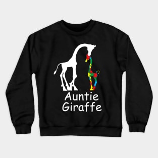 Womens Autism Auntie Giraffe Puzzle Piece Autism Awareness Crewneck Sweatshirt